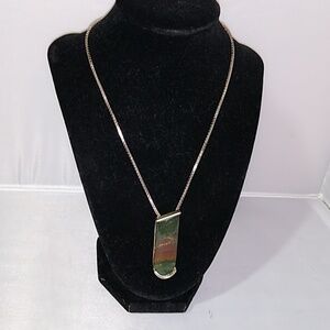 Sterling silver necklace with irregular shaped stone, 18 inch chain